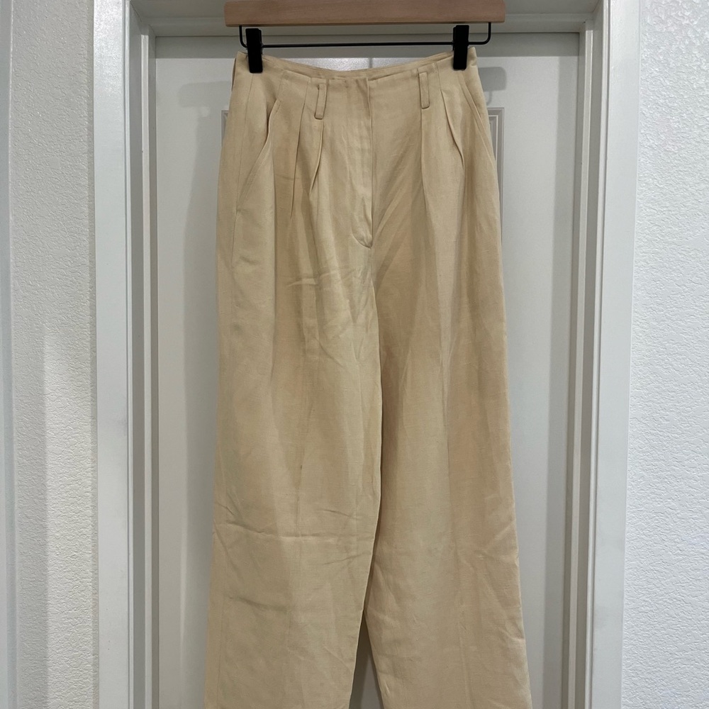 Jones New York Vintage buttercream silk and linen trousers
